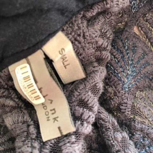 Anthropologie Blank London Boho Dark Blue Textured Collared Sheer Blouse Small - Picture 9 of 9